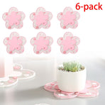 6-Pack - Sakura-Shaped PVC Heat-Resistant Coasters, Non-Slip Trivets for Bowls, Pots & Cups - Pink