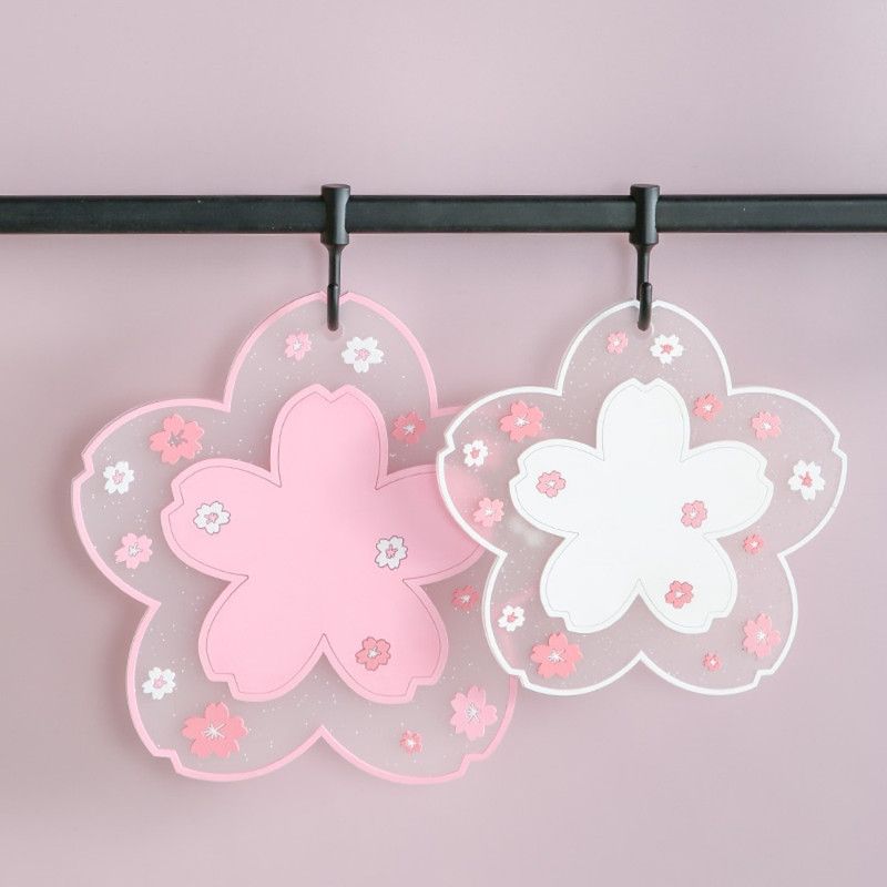 6-Pack - Sakura-Shaped PVC Heat-Resistant Coasters, Non-Slip Trivets for Bowls, Pots & Cups - Pink