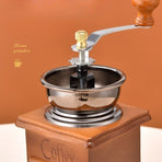 Vintage Wooden Hand Coffee Grinder, Manual Coffee Bean Mill with Ceramic Burr for Home Use—Light Brown