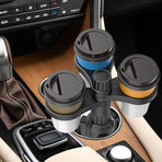 3-Hole Car Cup Holder Expander, Adjustable Rotatable Drink Holder for Car Round Cup Slot