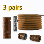 3 pairs Capsule Lock Elastic No-Tie Shoelaces, Lazy Stretch Shoe Laces for Kids, Adults, Sneakers, and Boots - Brown