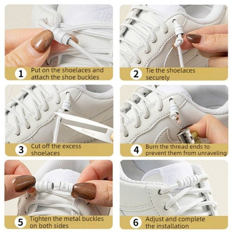 3 pairs Capsule Lock Elastic No-Tie Shoelaces, Lazy Stretch Shoe Laces for Kids, Adults, Sneakers, and Boots - Brown