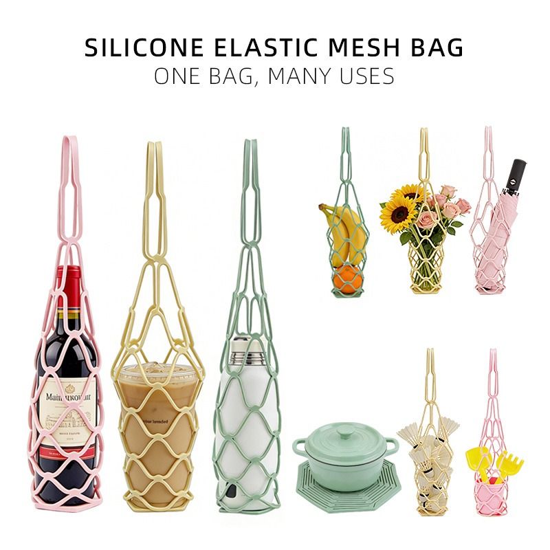 2-in-1 Transformable Silicone Coaster Carrier, Foldable Reusable Wine, Milk Tea, and Beverage Carry Bag & Heat Mat Gift - Green