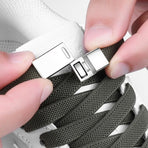 3 Pairs - Magnetic Wide Elastic No-Tie Shoelaces Set, Lazy Magnetic Lock Stretch Laces for Kids and Adults - White