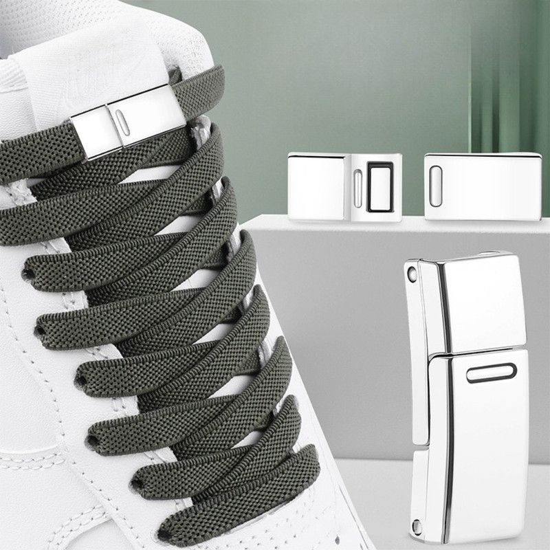 3 Pairs - Magnetic Wide Elastic No-Tie Shoelaces Set, Lazy Magnetic Lock Stretch Laces for Kids and Adults - White