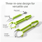 2-Piece 3-in-1 Stainless Steel Fruit Carving Scoop, Multi-Function Melon Seed Remover Kitchen Tool