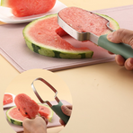 3-in-1 Stainless Steel Watermelon Cutter Set, Multi-Function Melon Slicer, Scoop, and Fork Kitchen Tool—Off-White