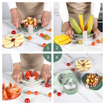 3-in-1 Multi-Fruit Slicer Set, Apple, Mango, and Tomato Cutter, Stackable Vegetable Cutting Kitchen Tool—Light Green