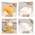 Semi-Auto Press Egg Mixer Cup, Large-Capacity Hand Whisk with Filter Spout for Baking, Whipping Cream, and Beating Eggs—Pink