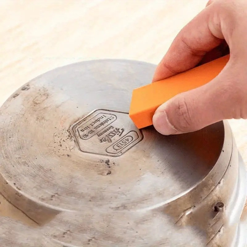 3-Pack - Stainless Steel Rust Cleaning Eraser, Multi-Purpose Stain Remover Block for Kitchen Limescale & Rust - Orange