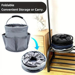 Foldable Handheld Storage Bucket with 6 Pockets, Oxford Garden Tool & Picnic Organizer Tote - Black