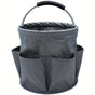Foldable Handheld Storage Bucket with 6 Pockets, Oxford Garden Tool & Picnic Organizer Tote - Gray