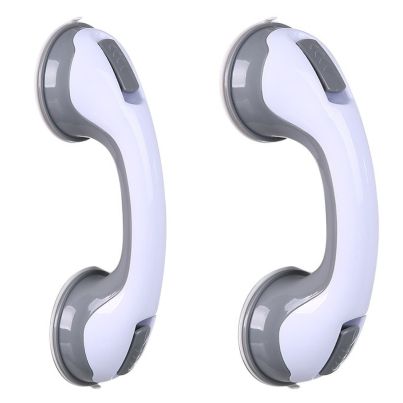 Suction Cup Bathroom Grab Bar, Anti-Slip Shower Assist Handle for Elderly, No Drill Toilet Tub Safety Handrail 2 Pack