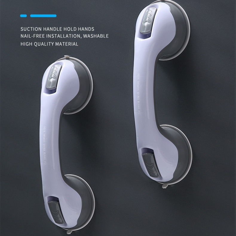 Suction Cup Bathroom Grab Bar, Anti-Slip Shower Assist Handle for Elderly, No Drill Toilet Tub Safety Handrail 2 Pack