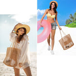Mesh Large Beach Tote Bag, Foldable, Breathable Single-Shoulder Shopping Bag for Travel, 2-Pack—Pink