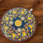 4-Pack - Chinese Retro Ceramic Trivet, Heat-Resistant, Non-Scratch Coaster with Cork Base, 17cm Round Table Mats - Sunflower Pattern