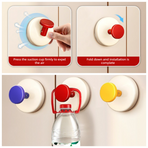 4-Pack - No-Drill Suction Cup Door Handle, Reusable Pull Knob for Wardrobes, Refrigerators, and Glass Sliding Doors - Blue