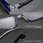 Rimless Diamond Cut Anti-Blue Light Reading Glasses +2.50 Diopters, Unisex, 2-Pack (Same Power) with 2 Clear Plastic Cases