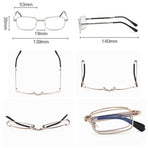 +1.50 Diopter Metal Portable Foldable Anti-Blue Light Reading Glasses, Lightweight Compact Readers for Seniors—Silver