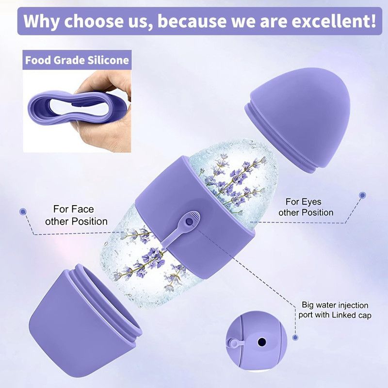 2-Pack - 2-in-1 Dual-Head Ice Beauty Device, Cold Compress Lifting and De-Puffing Skincare Tool for Home Use - Purple