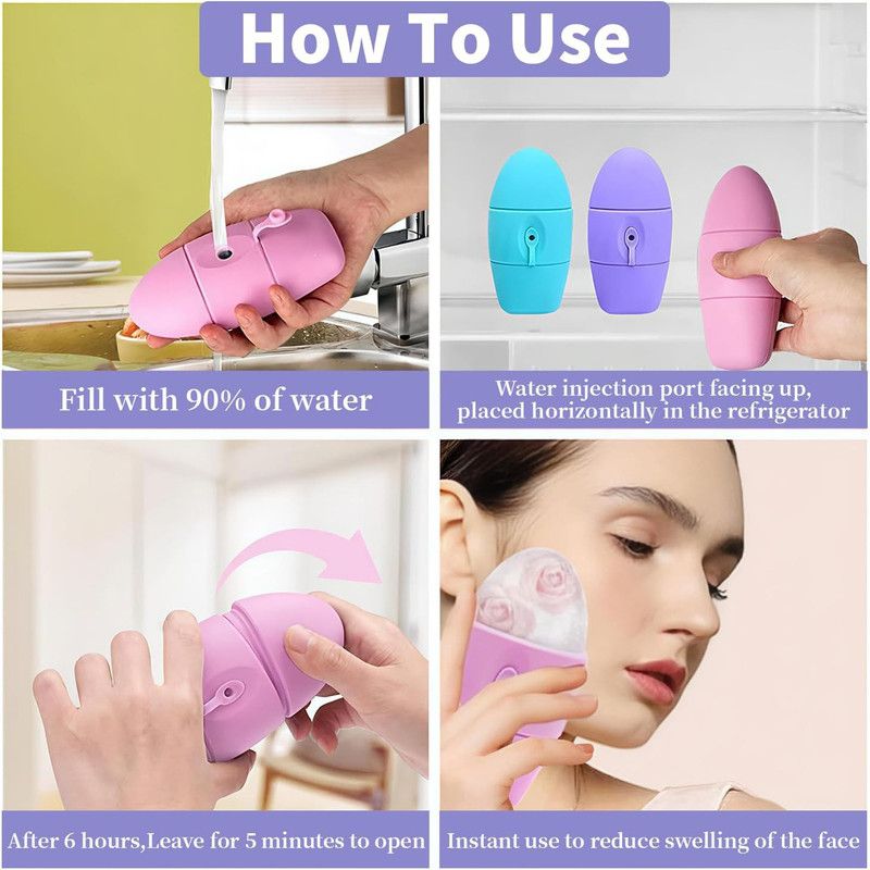 2-Pack - 2-in-1 Dual-Head Ice Beauty Device, Cold Compress Lifting and De-Puffing Skincare Tool for Home Use - Purple