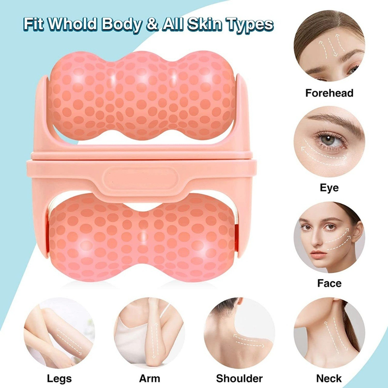Double-Sided Dual Ice Roller Beauty Device, Household Cold Compress Roller, Lifting and De-Puffing Full-Body Massager—Blue