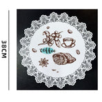 2-Pack Round PVC Lace-Printed Placemats, Waterproof, Oil-Resistant, Heat-Insulating Floral Table Mats - Tulip Pattern