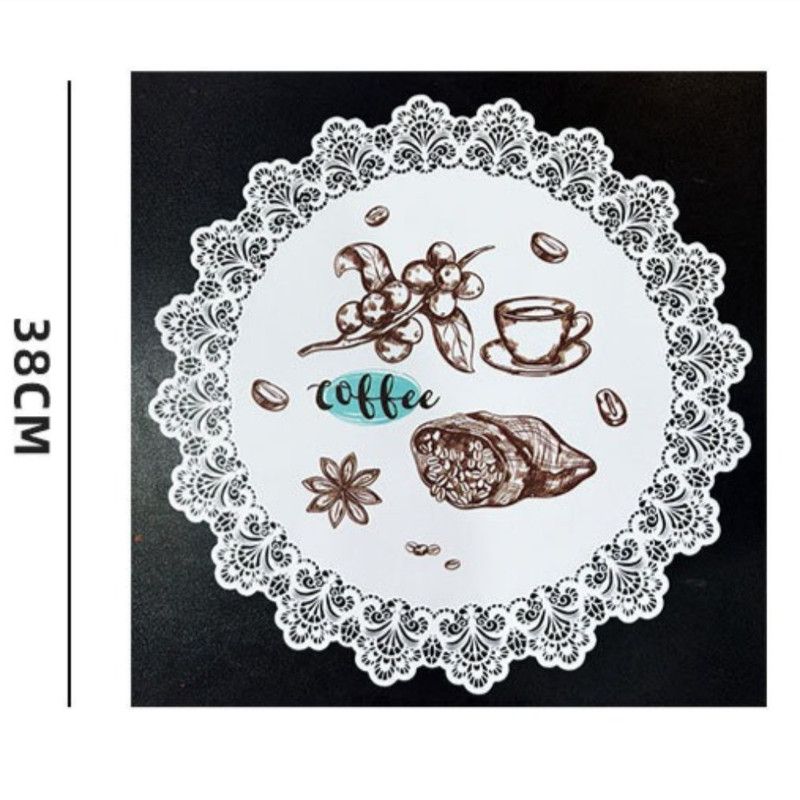 2-Pack Round PVC Lace-Printed Placemats, Waterproof, Oil-Resistant, Heat-Insulating Floral Table Mats - Tulip Pattern