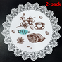 2-Pack Round PVC Lace Coffee-Printed Placemats, Waterproof, Oil-Resistant, Heat-Insulating, Non-Slip Table Mats - Coffee Design