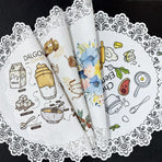 2-Pack Round PVC Lace Coffee-Printed Placemats, Waterproof, Oil-Resistant, Heat-Insulating, Non-Slip Table Mats - Coffee Design