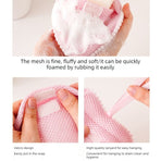 2-Pack Ins Style Cloud & Heart Soap Foaming Bag, Facial Bubble Net Soap Storage Pouch—Pink