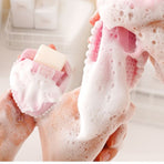 2-Pack Ins Style Cloud & Heart Soap Foaming Bag, Facial Bubble Net Soap Storage Pouch—Pink