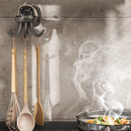 Octopus Rotating No-Drill Hook, Multi-Purpose Strong Adhesive 6-Claw Kitchen Utensil Wall Storage Rack—Beige