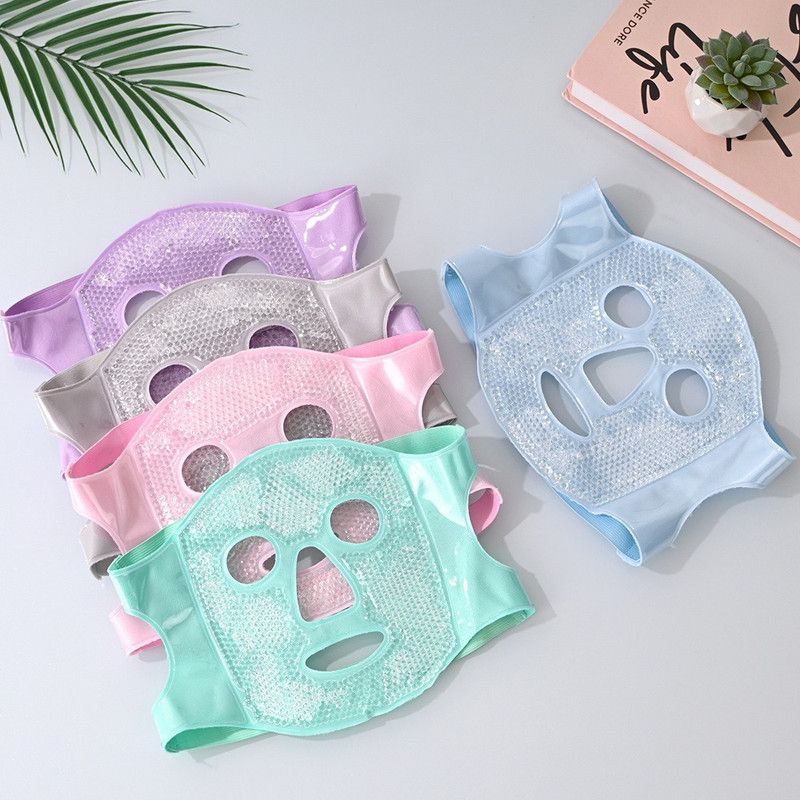 Gel Bead Hot & Cold Facial Mask & Eye Mask Set, Cooling and Heating Pack for Face and Eye Relief—Gray