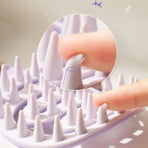 Long-Handle Hollow Hair Shampoo Brush, TPR Soft-Bristle Scalp Massager, Wet & Dry Hair—Black + Pink