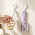 Long-Handled Hollow Hair Shampoo Brush, TPR Soft-Bristle Scalp Massager, for Wet & Dry Hair—Purple