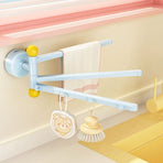 Suction-Mounted Rotatable Towel Rack, Multi-Foldable Kitchen Dishcloth Holder, Multi-Purpose Bathroom Storage Hanger—Beige