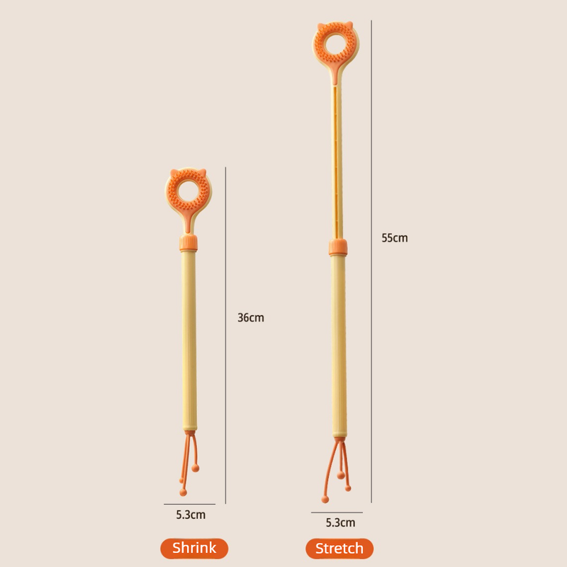 3-in-1 Retractable Pet Scratching Stick, Double-Sided Cat Massage Comb for Cat Grooming—Orange