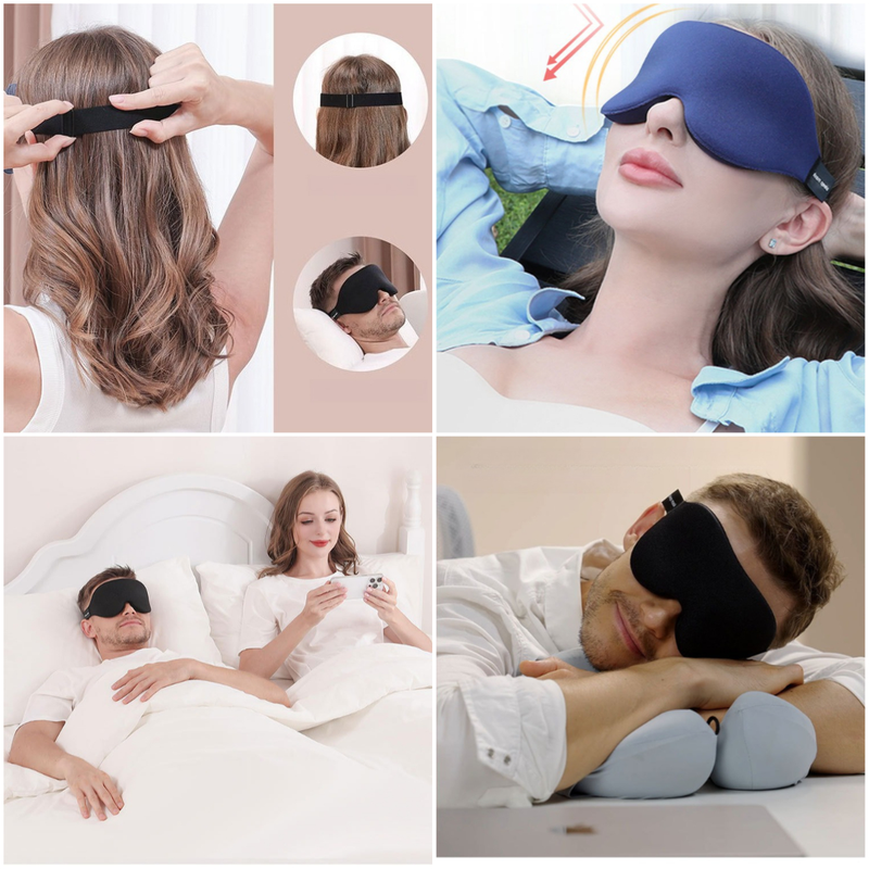 3D Deepened Sleep Eye Mask, Integrated Nose Wing, Full Light-Blocking, Breathable Eye Cover for Naps and Travel—Black