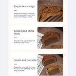 8cm Mini Carved Sandalwood Comb, Vintage Lotus Flower 3D Engraved Portable Anti-Static Wooden Scalp Massage Comb