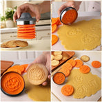 Halloween Magnetic Interchangeable Cookie Cutter Stamp, 8 Patterns 2-in-1 Cutting Embossing Baking Mold
