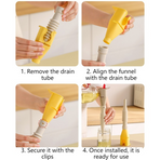Bendable Silicone Long Oil Funnel, Clip-On Universal Oil Dispenser, Multi-Purpose Kitchen Transfer Funnel—Yellow