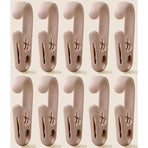 10-Pack Multi-Functional Hook Clips, Stackable Long-Tail Clips for Closets, for Kitchen and Bathroom—Brown