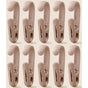 10-Pack Multi-Functional Hook Clips, Stackable Long-Tail Clips for Closets, for Kitchen and Bathroom—Brown