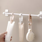 10-Pack Multi-Functional Hook Clips, Stackable Long-Tail Clips for Closets, for Kitchen and Bathroom—Brown