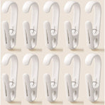 10-Pack Multi-Functional Hook Clips, Stackable Long-Tail Clips for Closets, for Kitchen and Bathroom—White