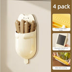 Cat Magnetic Storage Box Food Sealing Clips, Date Mark Snack Bag Sealer Clips—Brown