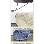Vintage Washed Embroidered Bucket Hat, Wide-Brim Sun Hat with Drawstring for Hiking and Outdoor Activities - Beige