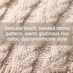 Vintage Cable-Knit Fleece-Lined Beanie & Touchscreen Gloves Set, Women’s Warm Winter Knit Hat 2-Piece Set—Gray