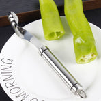 Stainless Steel Pepper Corer, Household Seed Remover Tool for Green Pepper, Bell Pepper & Bitter Melon